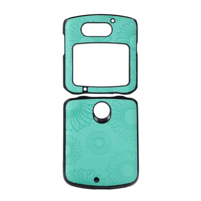 Light teal sunflower pattern shockproof phone case with camera cutout and speaker opening