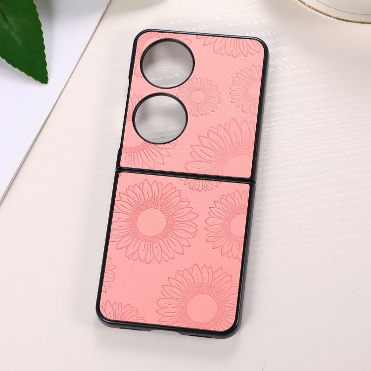 Pink sunflower pattern shockproof phone case with dual camera cutouts