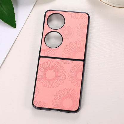 Pink sunflower pattern shockproof phone case with dual camera cutouts