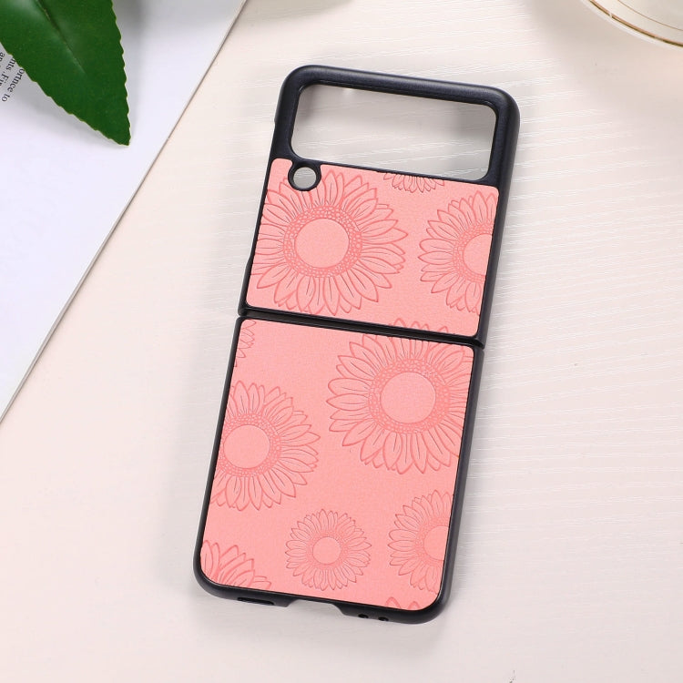 Shockproof phone case with pink sunflower pattern, dual camera cutouts