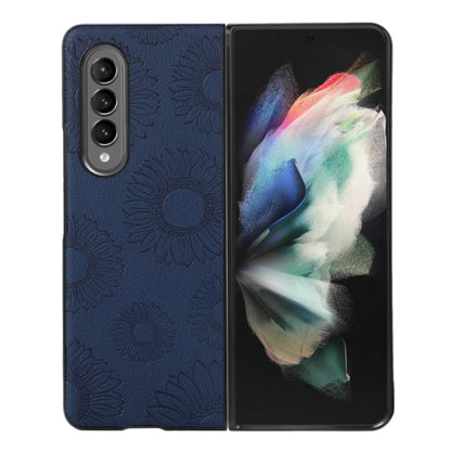 Blue sunflower patterned shockproof phone case with camera cutouts and raised edges