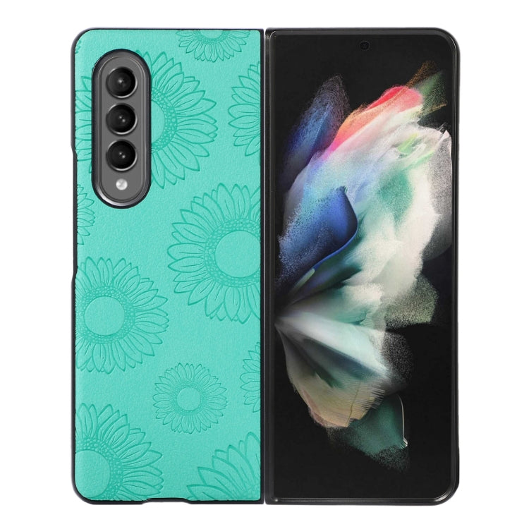 Baby blue sunflower patterned shockproof phone case with camera cutouts and raised edges
