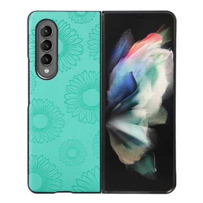 Baby blue sunflower patterned shockproof phone case with camera cutouts and raised edges