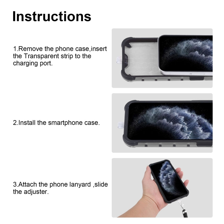 Mecha phone case with lanyard attachment steps and adjustable slide adjuster