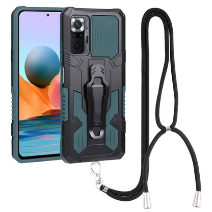 Mecha armor phone case with lanyard, teal and black rugged shell