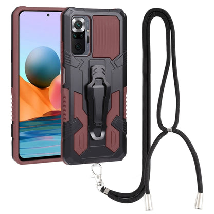 Mecha armor phone case with lanyard, burgundy and black rugged back cover
