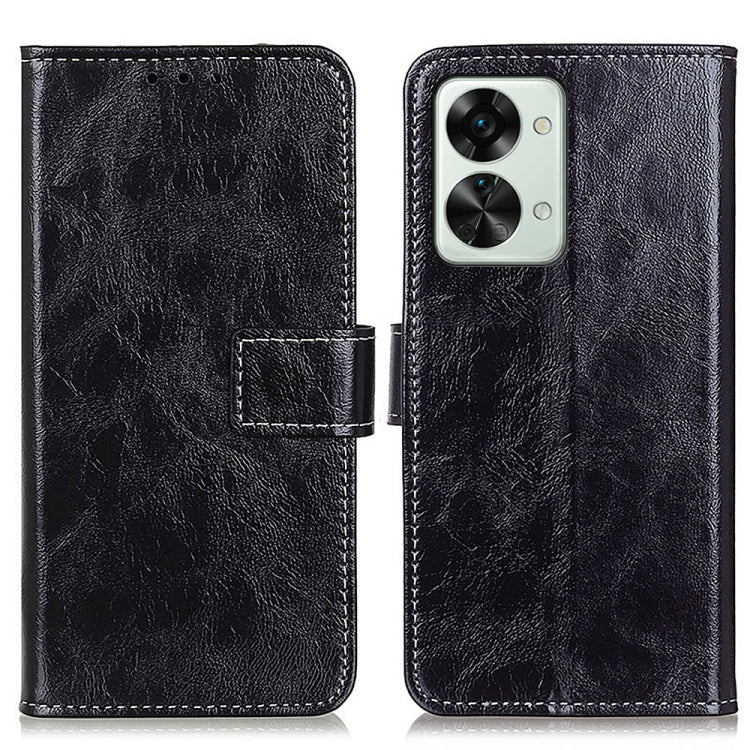 Black leather flip phone case with camera cutout and side clasp
