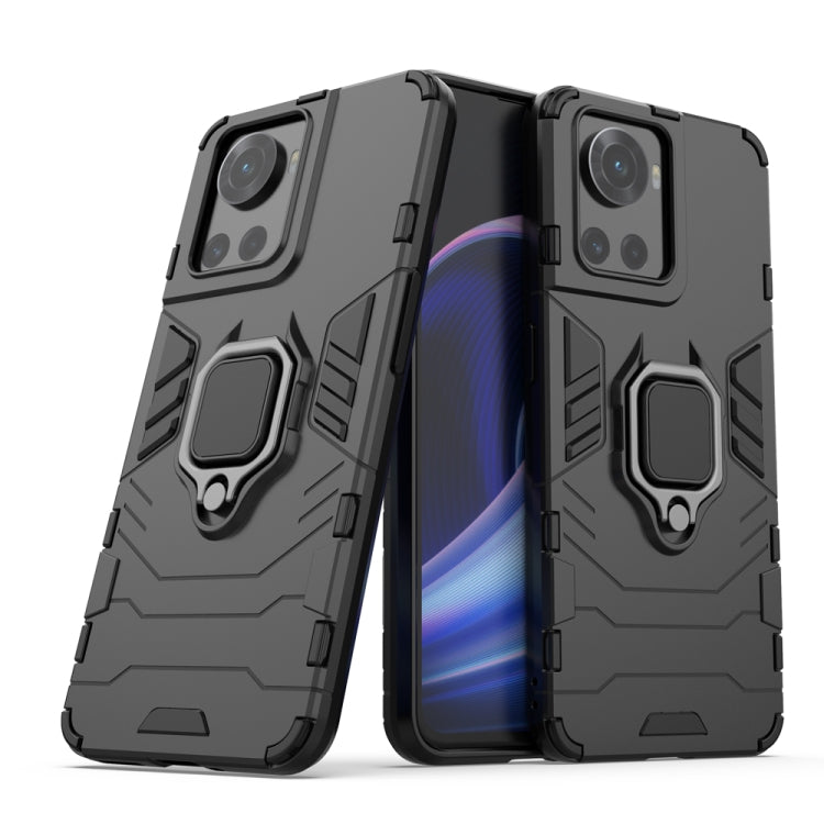 Shockproof phone case with magnetic ring holder, navy blue rugged case