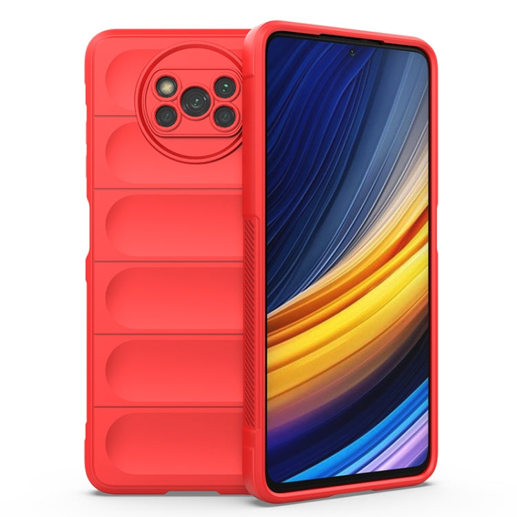Red TPU phone case with ridged back panel and camera cutout