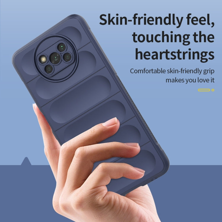 Dark blue TPU phone case with textured grip and camera cutouts for Xiaomi Poco X3 NFC