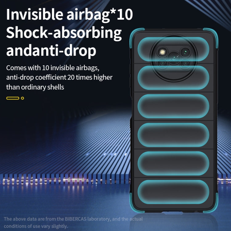Blue shock-absorb TPU phone case with camera cutout and side grips for Xiaomi Poco X3 NFC