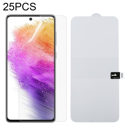 25-pack full-screen hydrogel film screen protectors with one applied on a phone