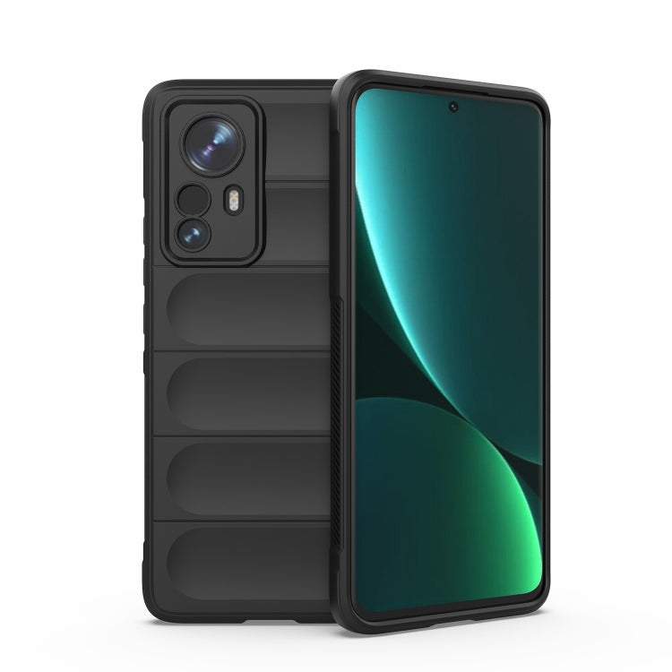 Black TPU flannel phone case with raised camera cutouts and textured grip