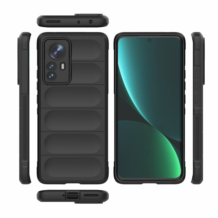 Black TPU flannel phone case with raised camera section and protected side buttons