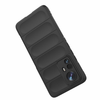 Black TPU flannel phone case back with textured panels and camera lens openings