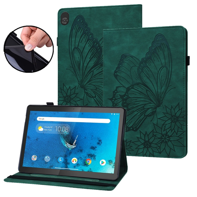 Green embossed butterfly leather folio tablet case with viewing stand and side opening