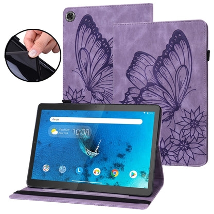 Purple embossed butterfly folio case for tablet with kickstand and camera cutout