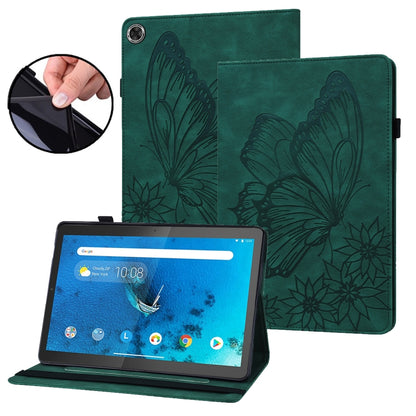 Green embossed butterfly folio tablet case open with stand and protective cover