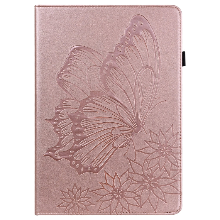 Rose pink embossed butterfly leather folio tablet case with front design