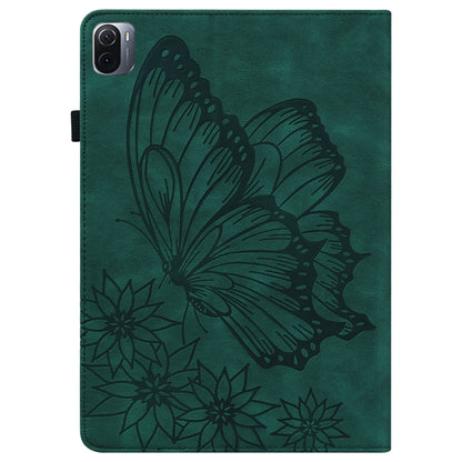 Green embossed butterfly leather tablet folio case with cutout for camera