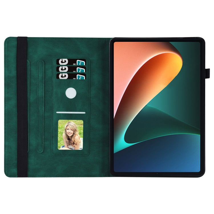 Green embossed butterfly leather tablet folio case with internal card slots and stand