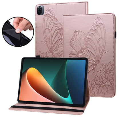 Butterfly embossed leather tablet case with folio stand, rose pink