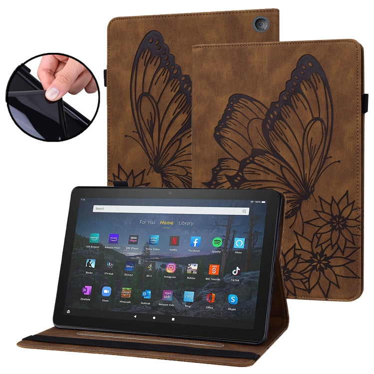 Brown embossed butterfly smart tablet folio case with stand, landscape viewing