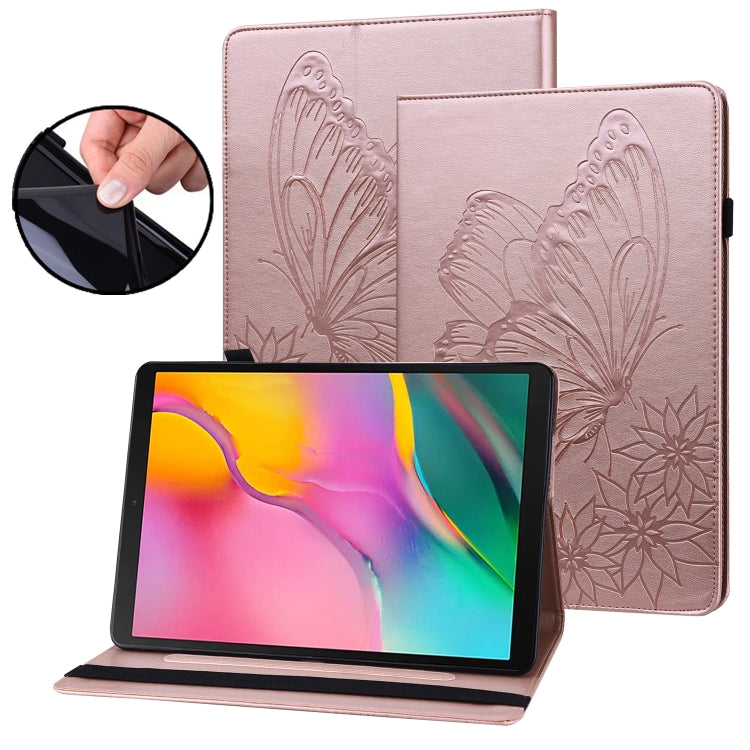 Rose pink embossed butterfly folio tablet case with viewing stand and protective flap