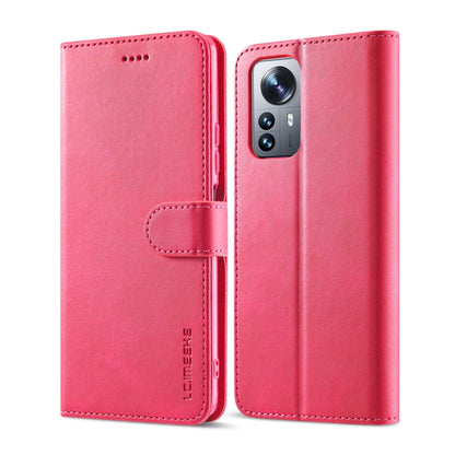 Red calf texture leather flip phone case with card pocket and camera cutout; red