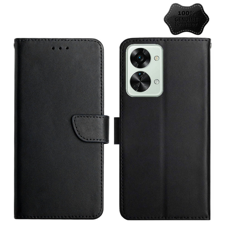 Black genuine leather horizontal flip phone case with card slot and magnetic strap