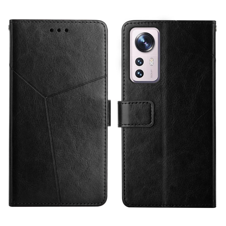 Black leather flip phone case with camera cutout and card pocket
