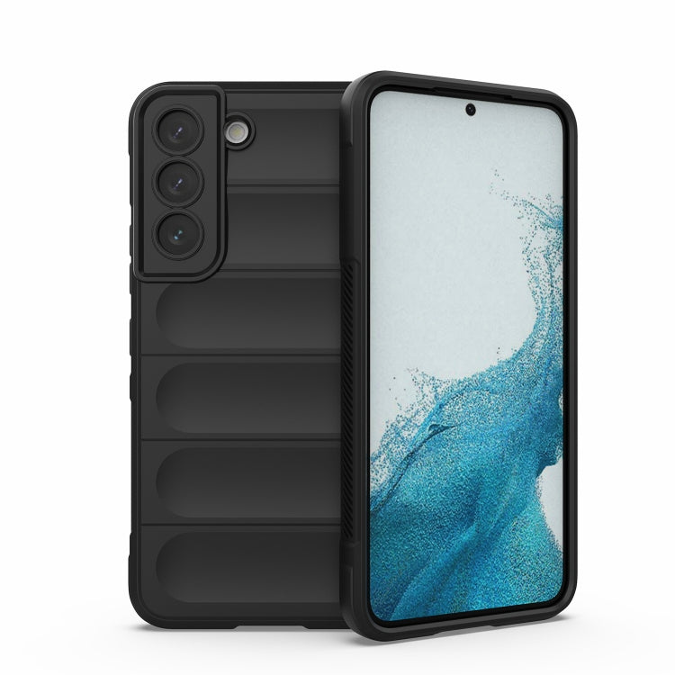 Dark gray/black rugged phone case with raised camera protection and textured grip