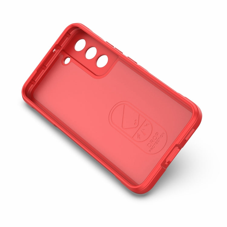 Red TPU phone case back cover with camera cutouts and embossed shield detail