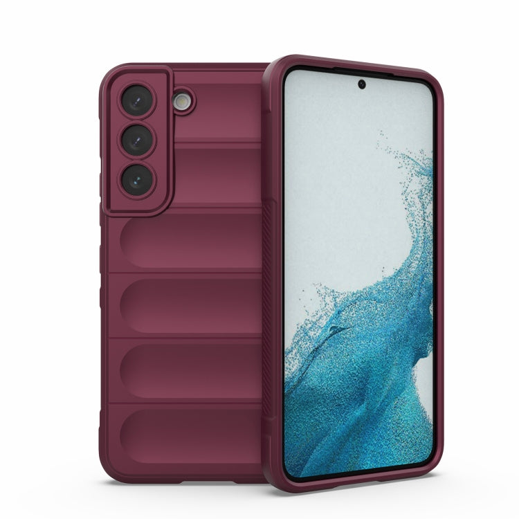 Wine red TPU phone case with raised camera cutouts and textured edge rails