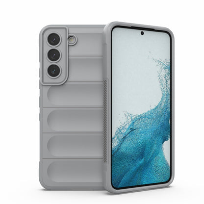 Light gray TPU phone case with raised camera cutouts and textured edge rails