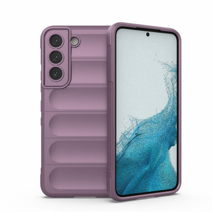 Purple TPU phone case with raised camera cover and textured side grip