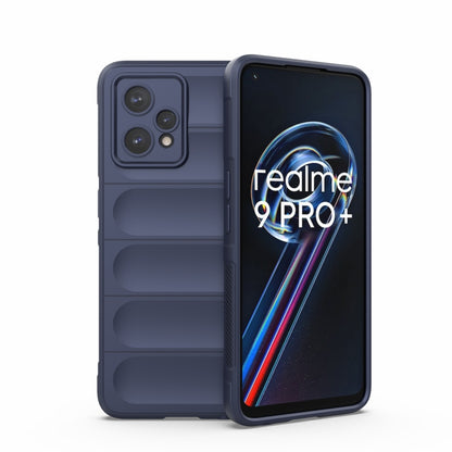Dark blue TPU and flannel phone case with raised camera protection and screen lip