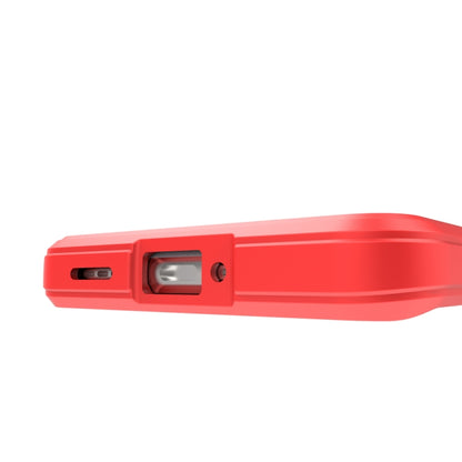 Red TPU phone case side view with exposed port and button slots