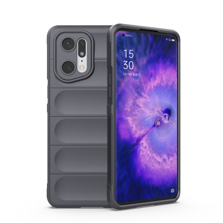 Dark gray TPU phone case with raised camera cutout and textured grip ridges