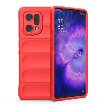 Red TPU phone case with textured horizontal panel and camera lens openings