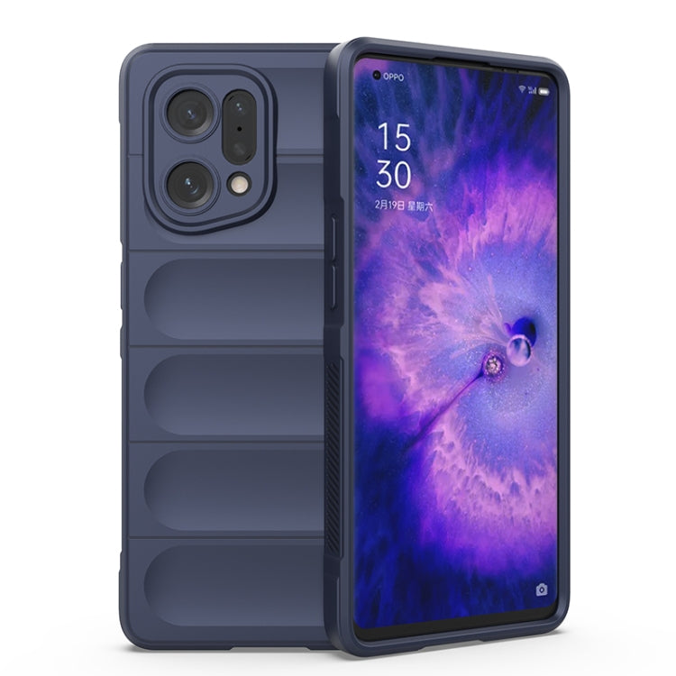 Dark blue TPU phone case with textured horizontal panel and dual camera cutouts