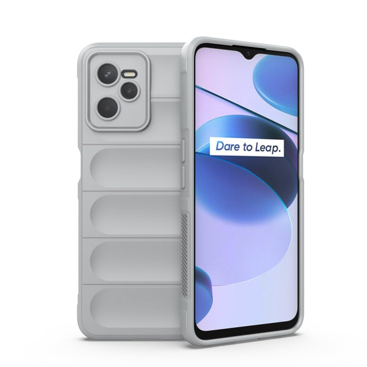 TPU flannel phone case in light grey, with raised panel back and camera cutout