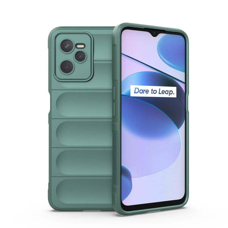 TPU flannel phone case in dark green, with raised panel back and camera cutout