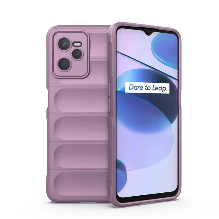 TPU flannel phone case in purple, with raised panel back and camera cutout