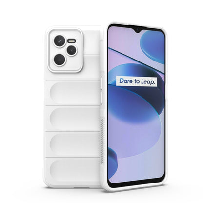 TPU flannel phone case in white, with raised panel back and camera cutout