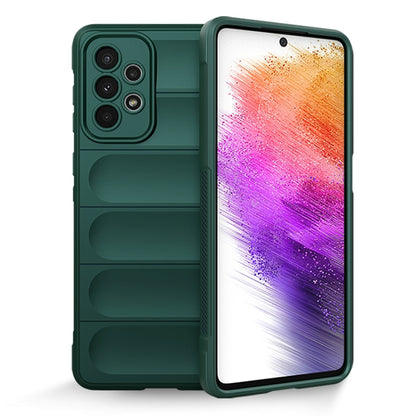 Dark green TPU and flannel phone case with raised camera cutout and grippy rails