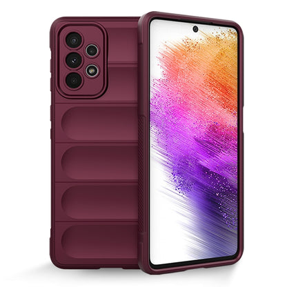 Wine red TPU and flannel phone case with raised camera cutout and protective side rails