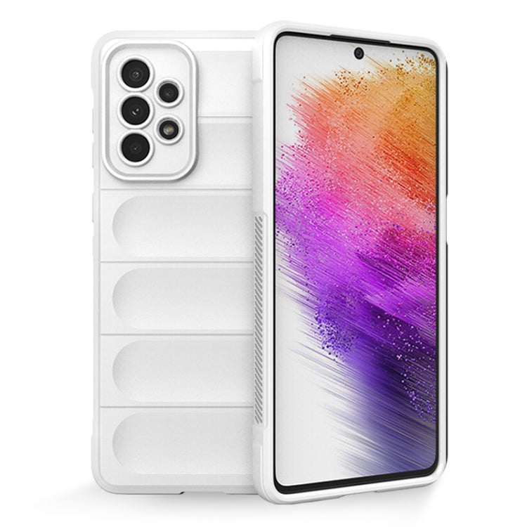 White TPU and flannel phone case with raised camera cutout and grippy side panels