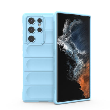 Light blue TPU phone case with flannel lining, dual-layer design, camera cutouts, screen cover