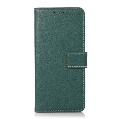 Green litchi-texture flip phone case with horizontal closure strap